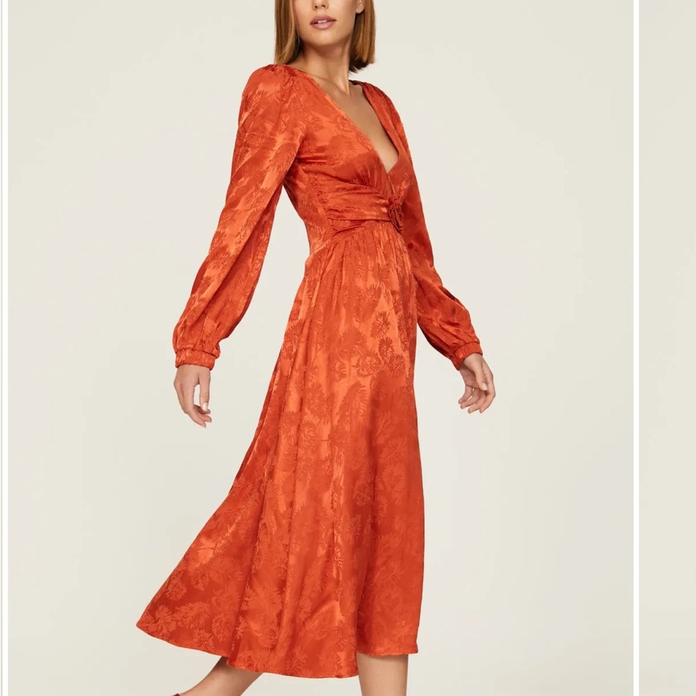 Orange Jacquard Midi Dress - Love, Whit by Whitney Port - Picture 2 of 16